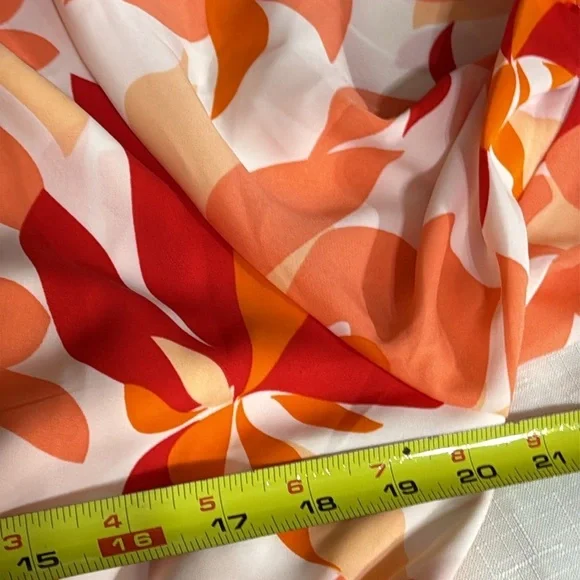 (H1) Ruffle Tiered› Orange floral maxi dress with V-neckline, size XL - Picture 12 of 15